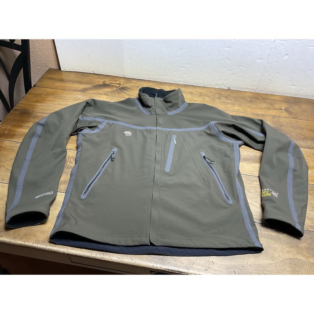 Mountain Hardwear Jacket Mens M Green Conduit Softshell Full Zip Pockets Logo